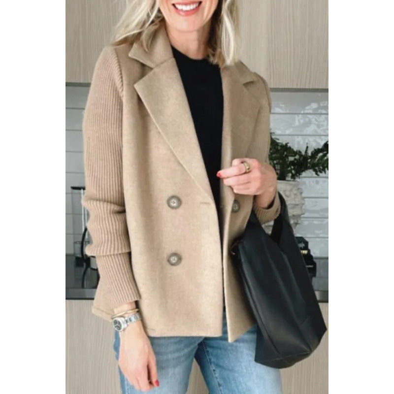 Damen Doppelreihige Blazer-Weste mit breitem Revers und gerippten Strickärmeln Echo Archiv