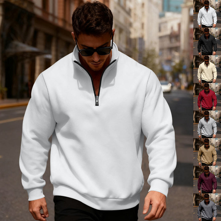 Herren sportlicher Pullover mit Stehkragen und halbem Reißverschluss Echoarchiv
