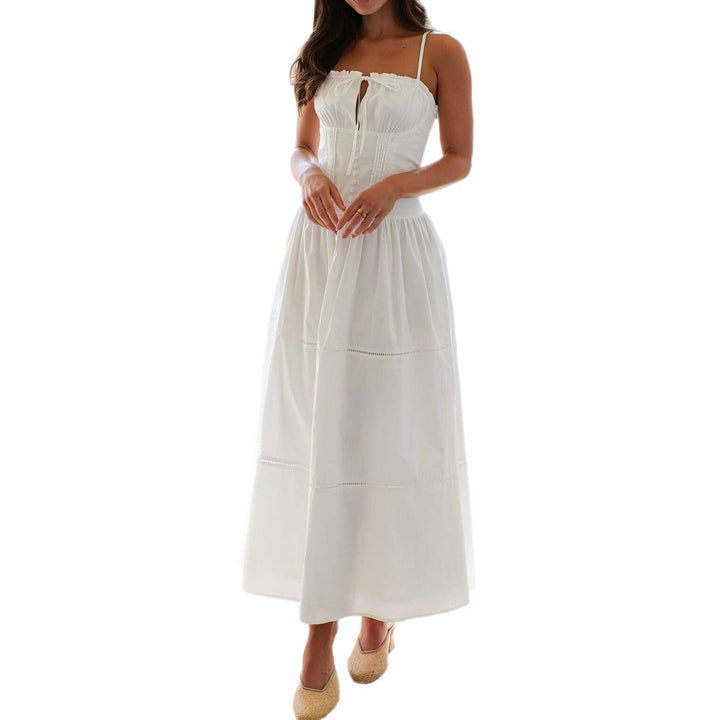 Damen Maxi-Kleid mit gerafftem Oberteil und verstellbaren Trägern Echo Archiv