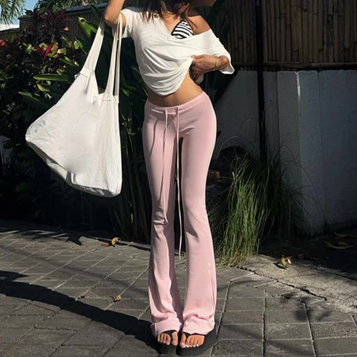 Damen nan ausgestellte Loungehose mit Bindekordel, hohem Komfortbund und weichem Jerseyfall Echo Archiv