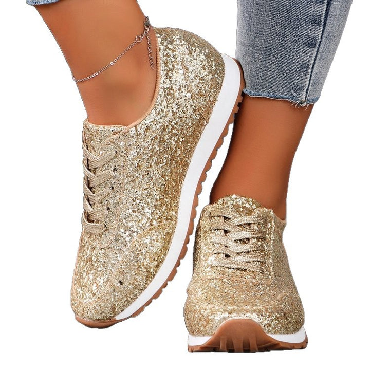 Damen  glitzernde Retro-Laufsneaker mit gepolstertem Memory-Fußbett und rutschfester Profilsohle Echo Archiv