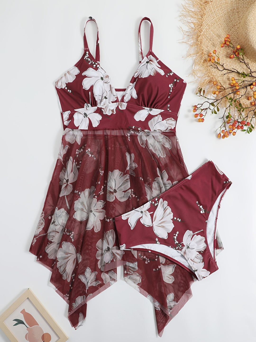Damen Strandkleid mit floralem Überwurf Echo Archiv