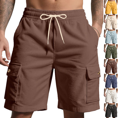 Herren nan Cord-Cargo-Shorts mit elastischem Tunnelzugbund, aufgesetzten Cargotaschen und weichem Baumwollmix Echo Archiv