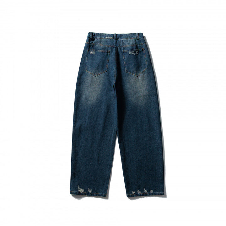 Herren Weite Highwaist Baggy-Jeans mit Used-Waschung und Five-Pocket-Details Echo Archiv