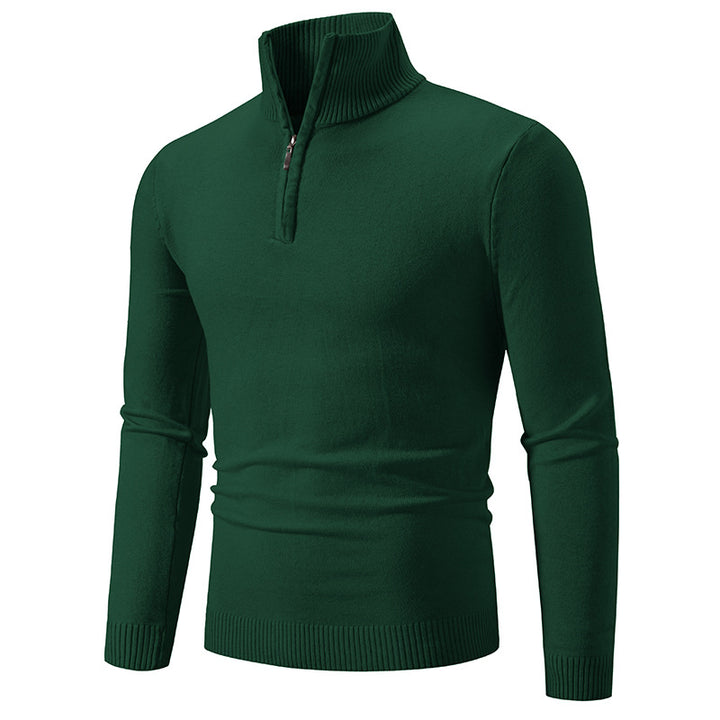 Herren nan Feinstrick-Halbzip-Pullover mit Rippen-Stehkragen und schmaler Passform Echo Archiv