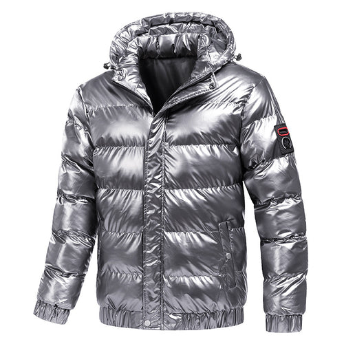 Herren glänzende Winterjacke mit isolierender Kapuze und modernen Steppdetails Echoarchiv