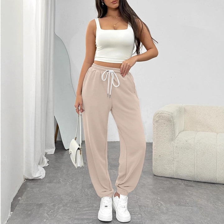 Damen High-Waist Jogginghose mit Tunnelzug, elastischen Bündchen und Seitentaschen Echoarchiv