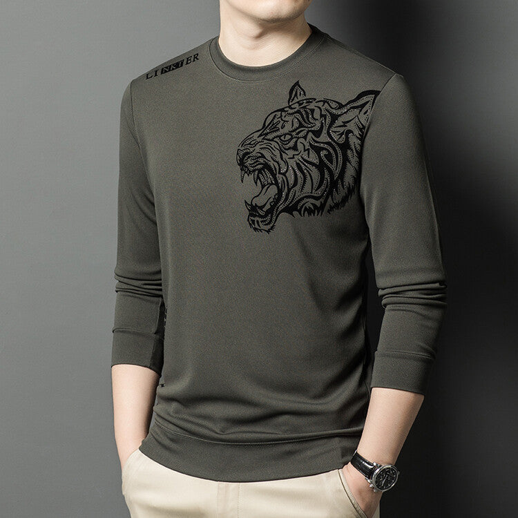 Herren Langarmshirt mit tigerinspirierter Grafik Echoarchiv