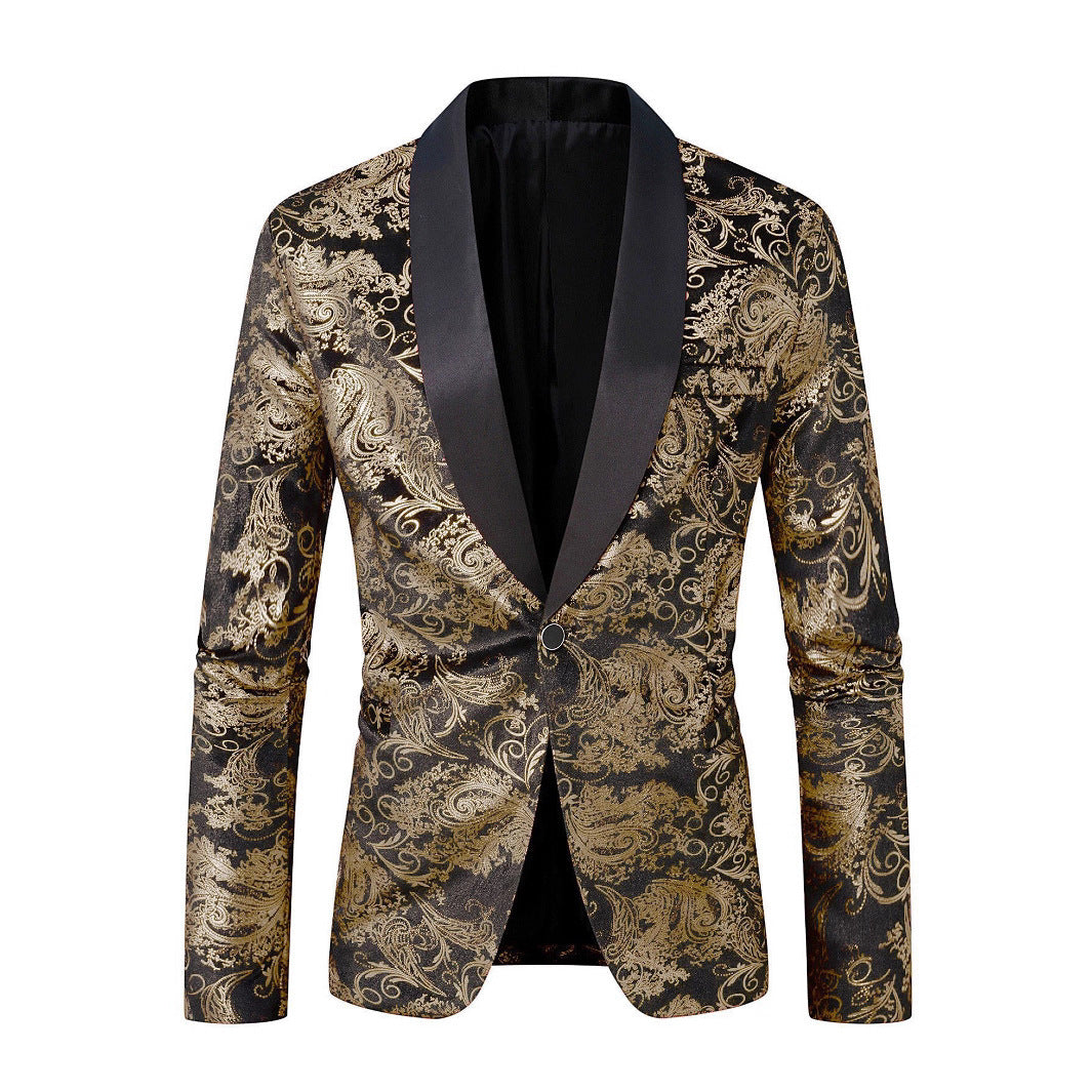 Herren eleganter Pailletten Blazer mit floralem Muster Echoarchiv