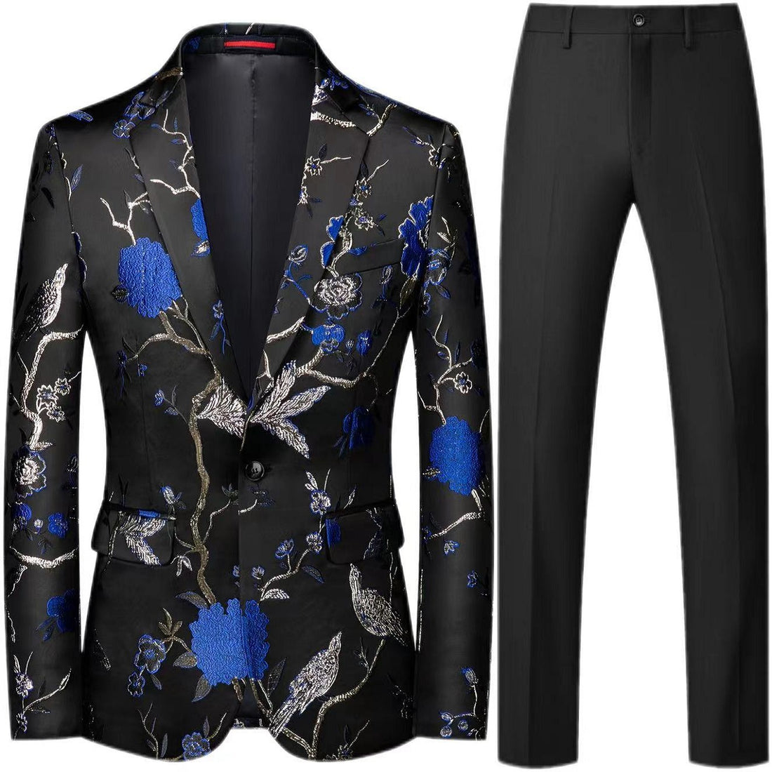 Herren Brokat-Sakko mit floralem Jacquard und Slim-Fit Anzughose Echo Archiv