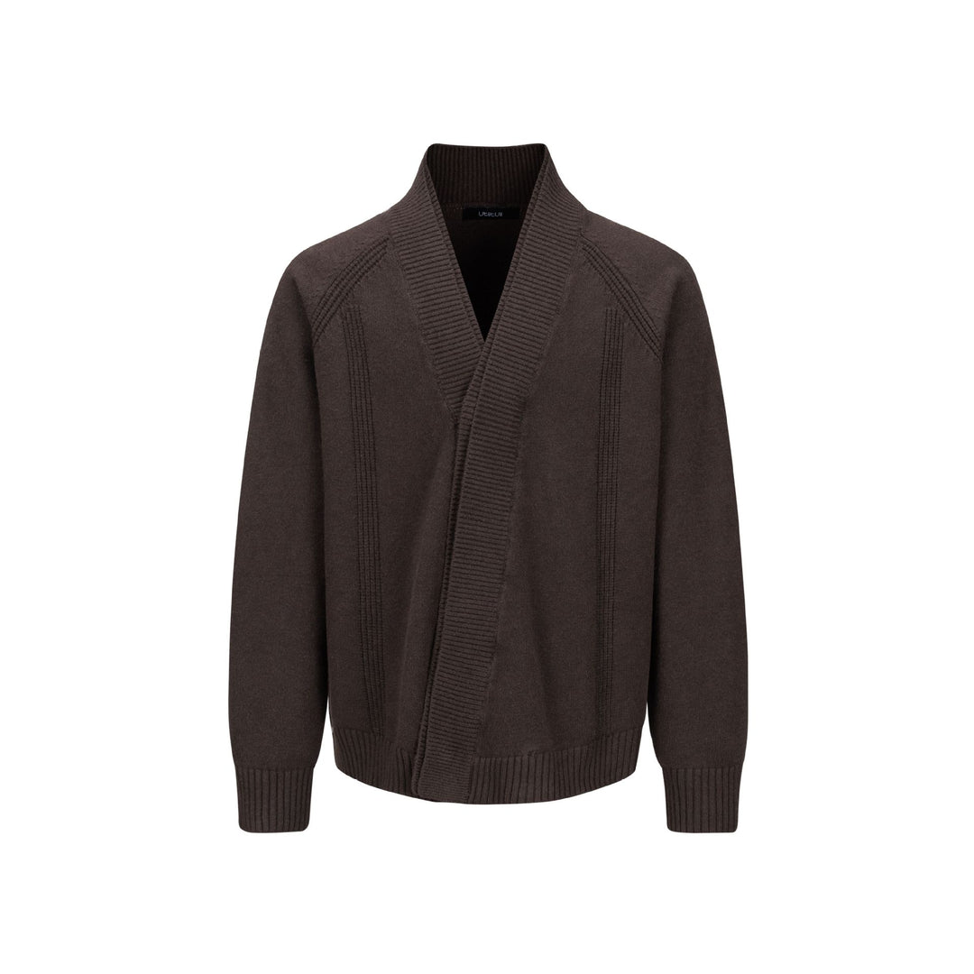 Herren Grobstrick-Cardigan mit Schalkragen und Rippenbündchen Echoarchiv