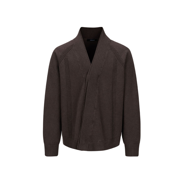 Herren Grobstrick-Cardigan mit Schalkragen und Rippenbündchen Echoarchiv