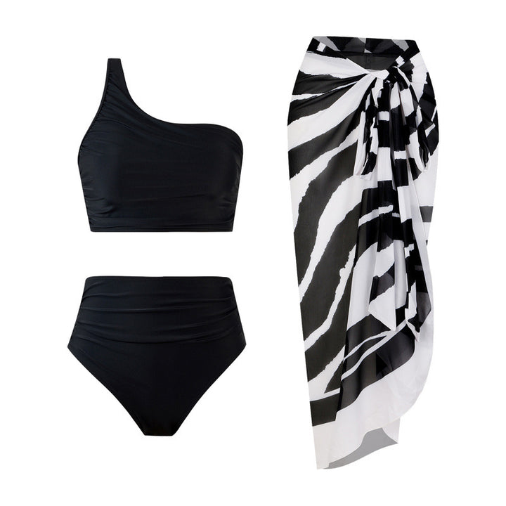 Damen Bikini-Set mit elegantem asymmetrischen Oberteil und hohem Taillenslip Echo Archiv