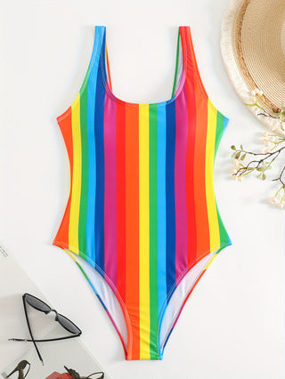 Damen Einteiliger sportlicher Badeanzug mit modischem Tie-Dye-Design Echo Archiv