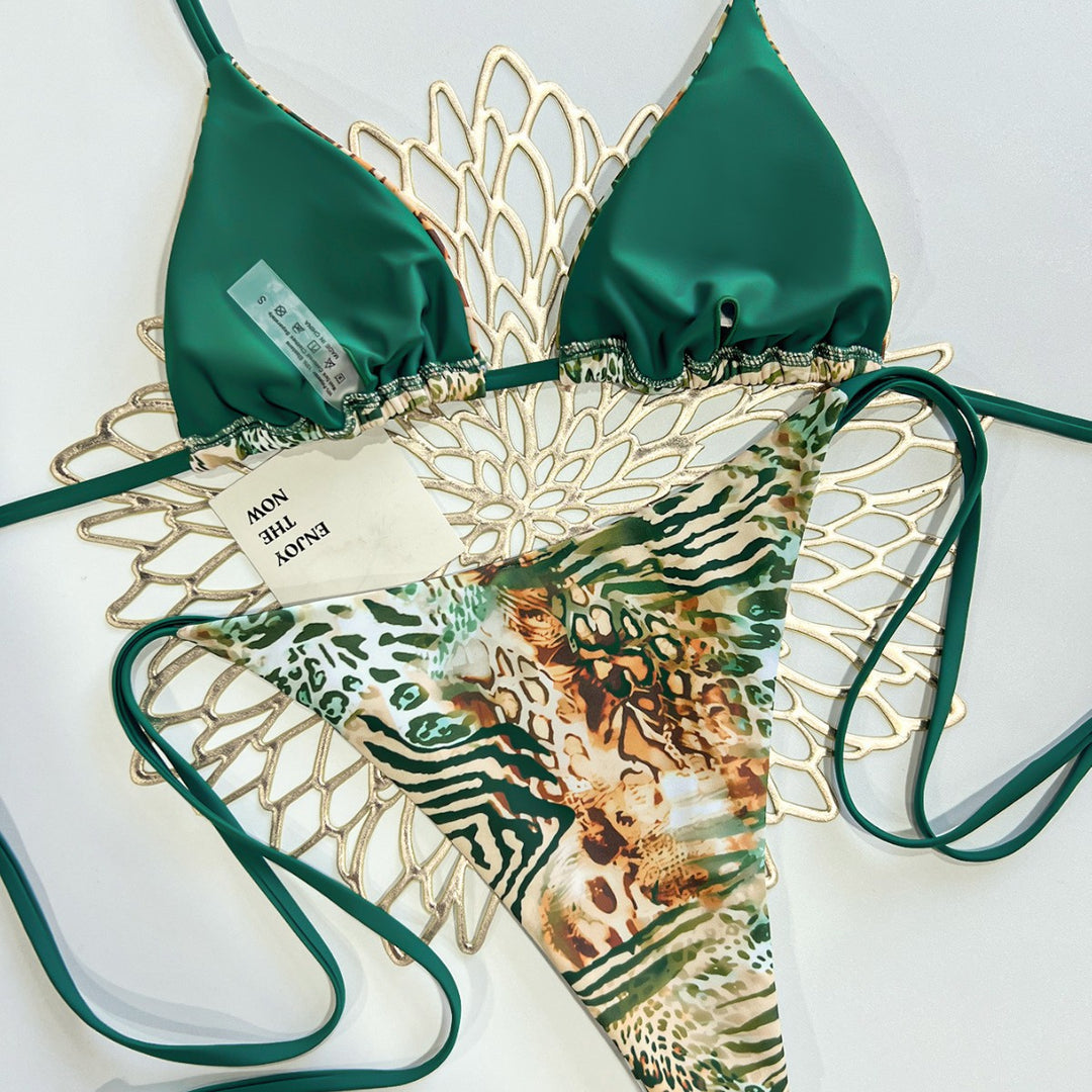 Damen Triangel Bikini mit animalischem Muster und verstellbaren Bändern Echo Archiv
