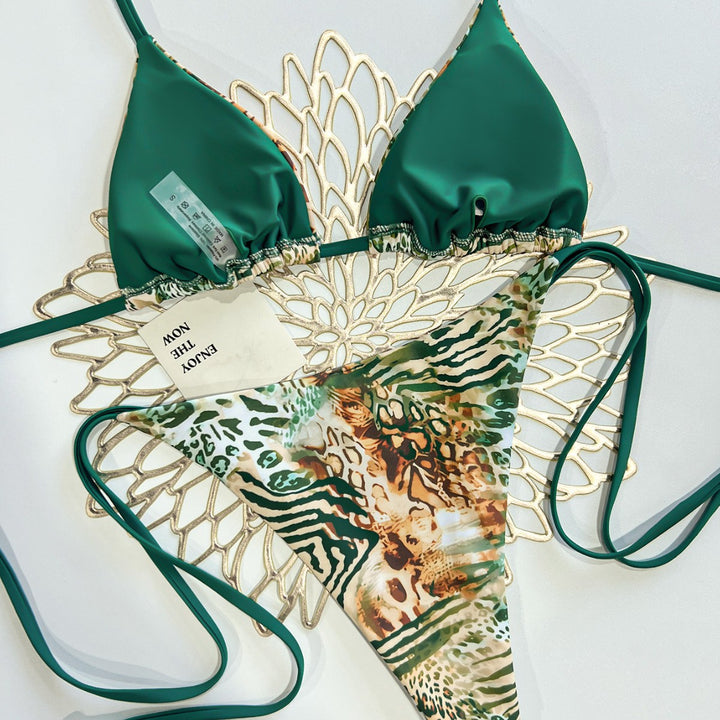 Damen Triangel Bikini mit animalischem Muster und verstellbaren Bändern Echo Archiv