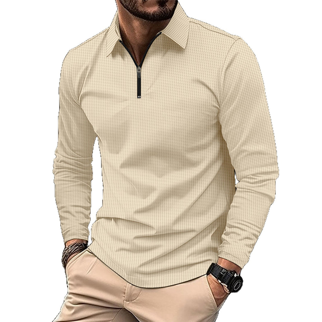 Herren elegantes Langarmshirt mit innovativem Reißverschluss und strukturiertem Obermaterial Echoarchiv