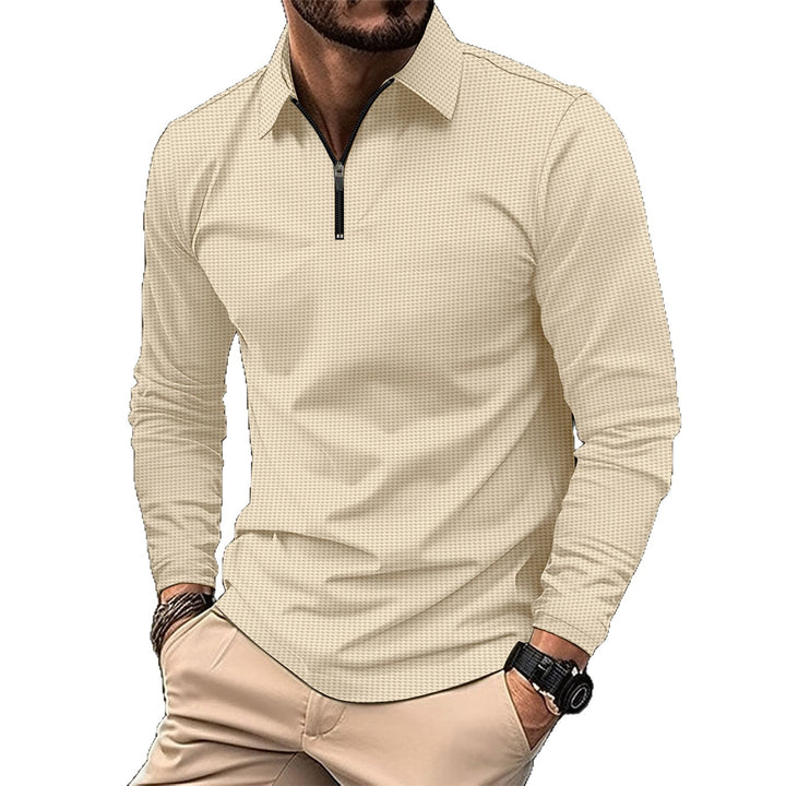 Herren elegantes Langarmshirt mit innovativem Reißverschluss und strukturiertem Obermaterial Echoarchiv