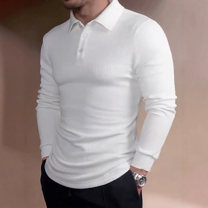 Herren nan tailliertes Waffelstrick-Poloshirt mit klassischem Polokragen Echo Archiv