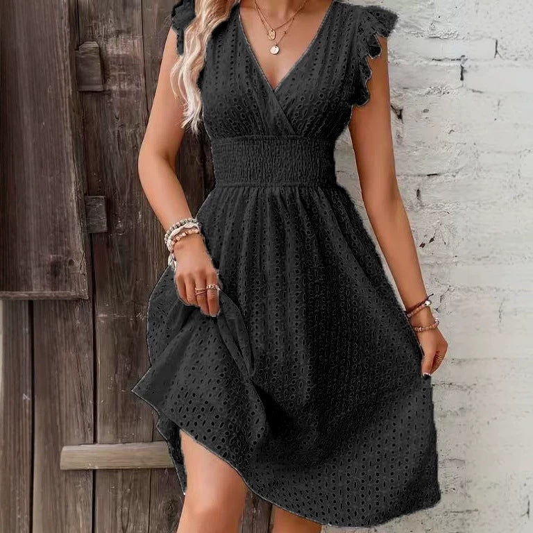 Damen Wickelkleid mit luftigen Rüschen und elastischem Bund Echo Archiv