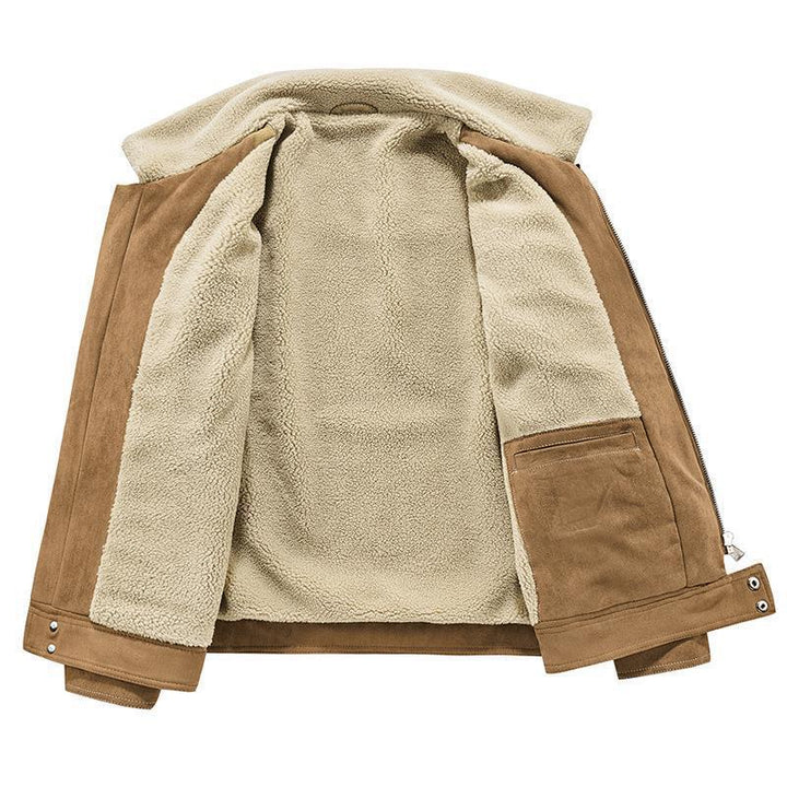 Herren Veloursimitatjacke im Fliegerstil mit Teddyfutter und Reißverschlusstaschen Echo Archiv