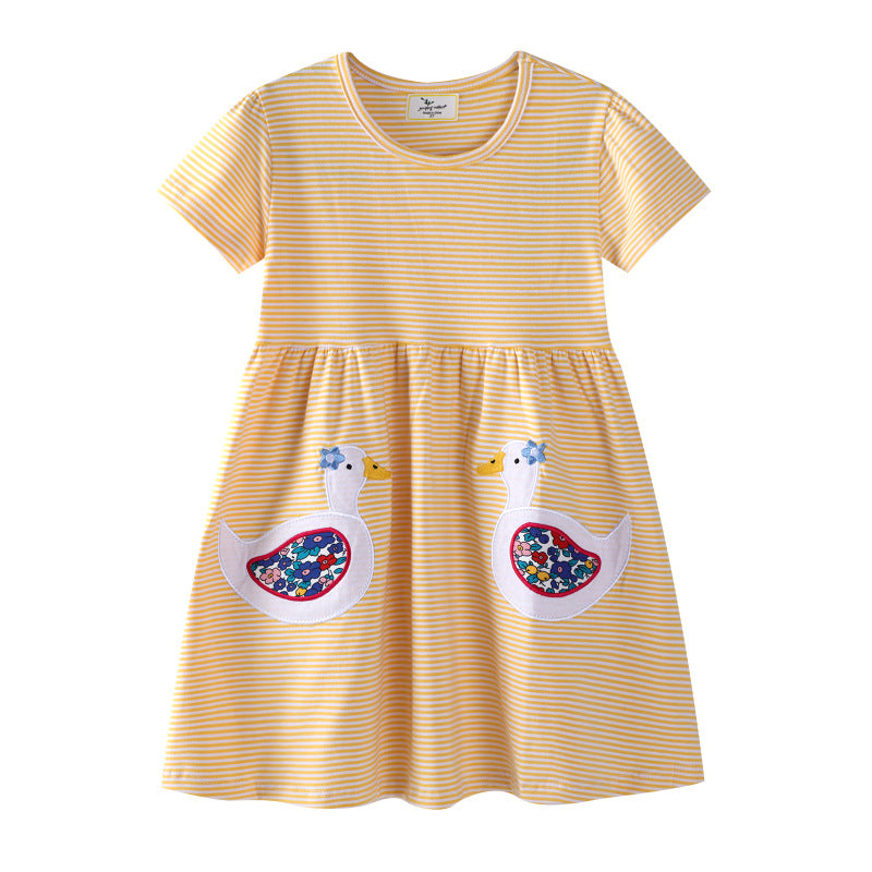 Mädchen Freizeitkleid mit liebevollen Entenapplikationen Echo Archiv