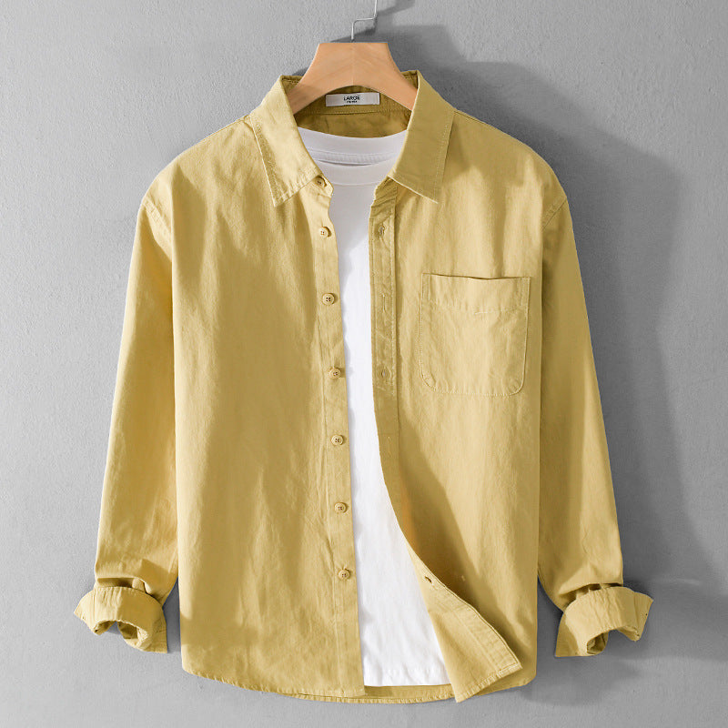Herren Lagen-Look Hemdjacke aus Baumwollmix mit Kentkragen und Brusttasche Echoarchiv