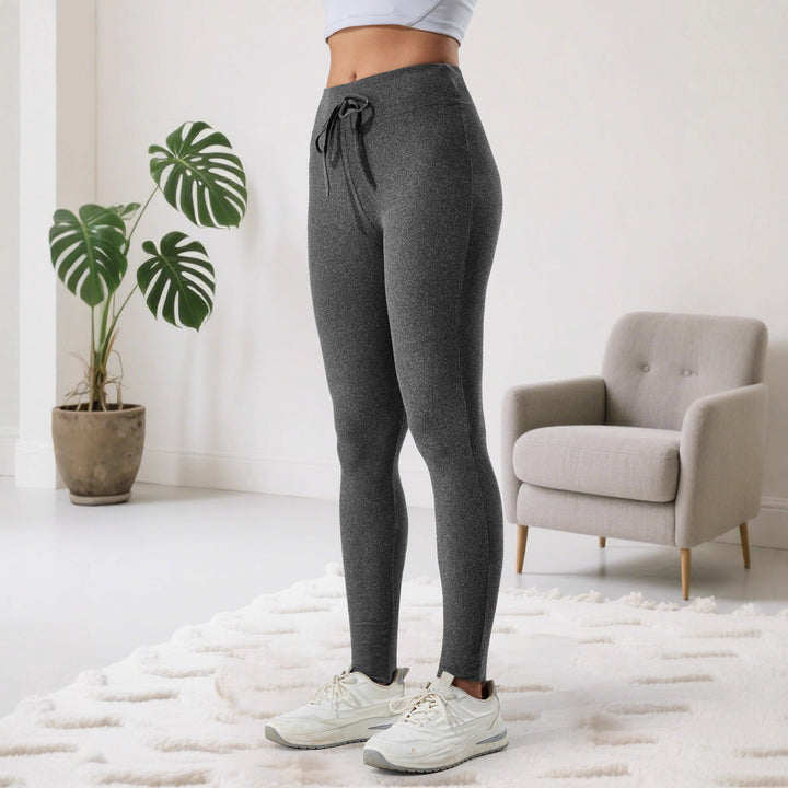 Damen Gerippte High-Waist Lounge-Leggings mit Kordelzug und figurformendem Bund echoarchiv-