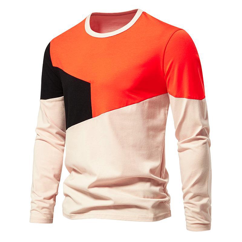 Herren Langarm T-Shirt mit modernem Farbblockdesign Echoarchiv