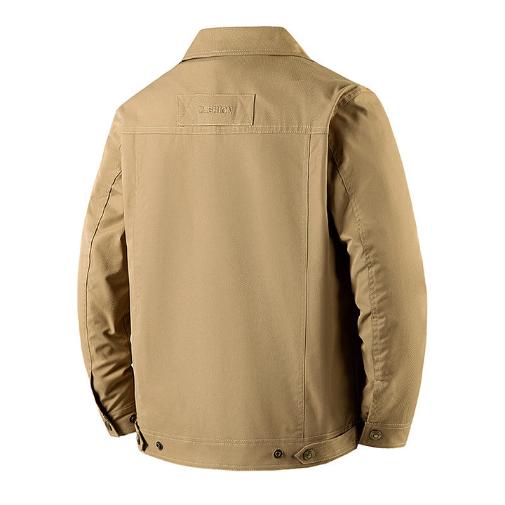 Herren Canvas-Workerjacke mit Knopfleiste, aufgesetzter Brusttasche und Hemdkragen Echoarchiv