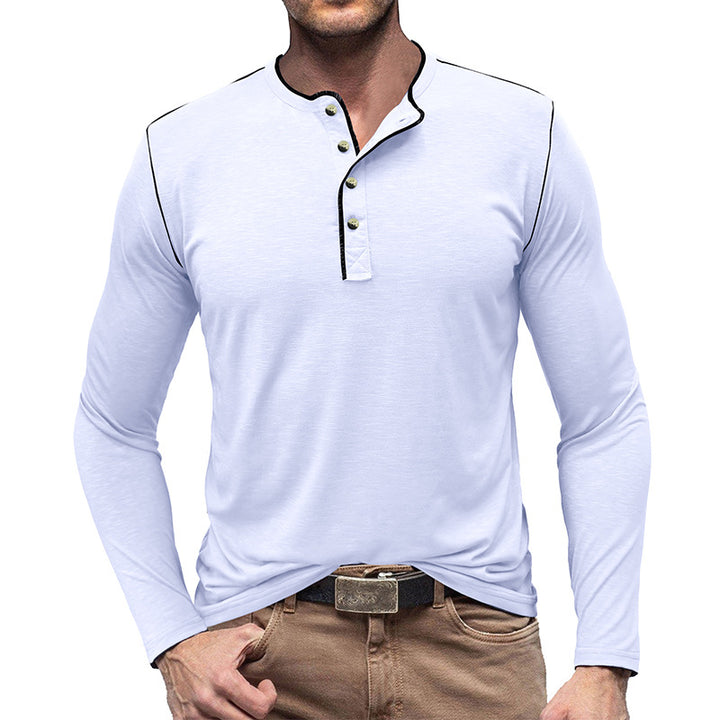 Herren Langarm-Henley-Shirt mit modischen Details und bequemer Passform Echoarchiv