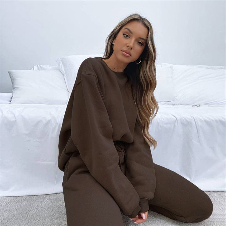 Damen nan weit geschnittenes Fleece-Freizeitset mit Sweatshirt und Jogginghose Echo Archiv