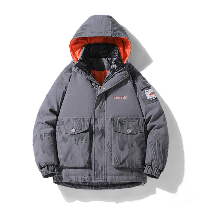Herren gestepptes Winterjacke mit verstellbarem Kapuzen-Design und praktischen Taschen Echoarchiv