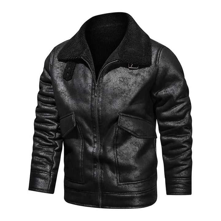 Herren Lederjacke mit warmem Fleeceinnenfutter und praktischen Taschen Echoarchiv