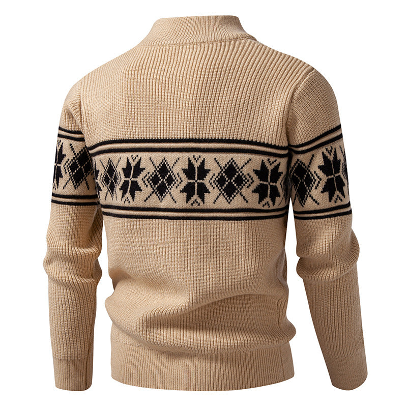 Herren nan Norweger-Strickjacke mit durchgehendem Reißverschluss und hohem Stehkragen Echo Archiv