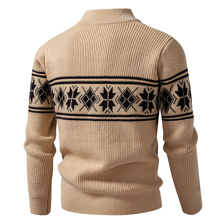 Herren nan Norweger-Strickjacke mit durchgehendem Reißverschluss und hohem Stehkragen Echo Archiv