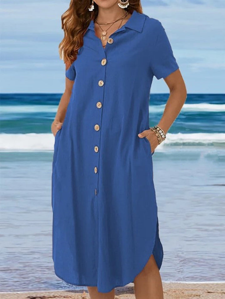 Damen Hemdblusenkleid mit Knopfdetail und schwingendem Saum Echo Archiv