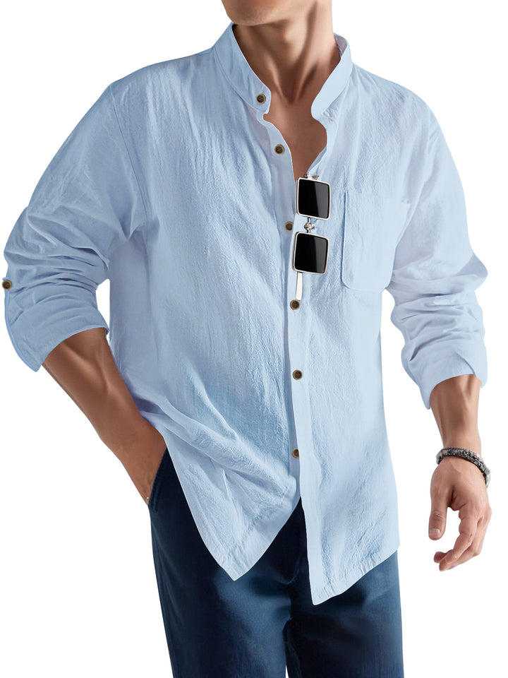 Herren Legeres Langarmhemd mit Henley-Ausschnitt Echoarchiv