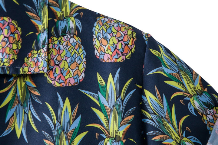 Herren Kurzarmhemd mit fruchtigem Ananas-Motiv und lockerer Passform Echoarchiv