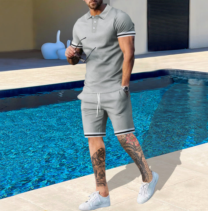 Herren lässiges Poloshirt und Shorts Set mit atmungsaktivem Stoff Echoarchiv