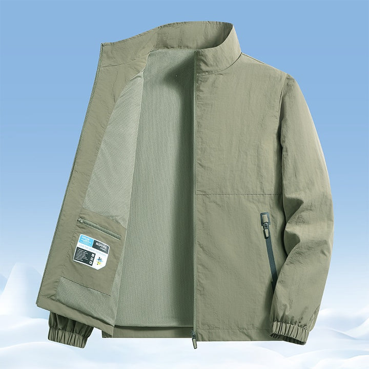 Herren Leichte wind- und wasserabweisende Übergangsjacke mit Meshfutter, Stehkragen & Reißverschlusstaschen Echoarchiv