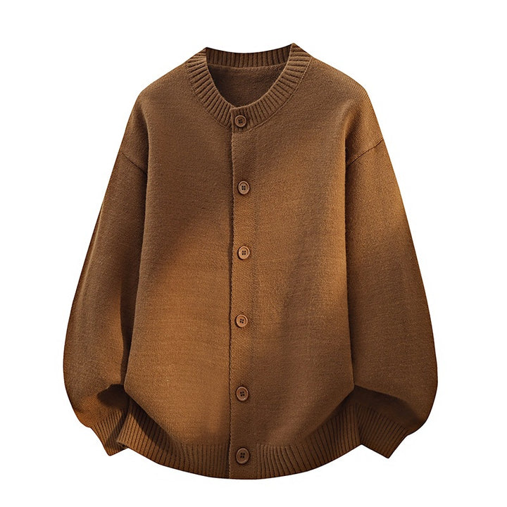 Unisex Oversize Strickcardigan mit Rundhalsausschnitt, Ballonärmeln & durchgehender Knopfleiste Echoarchiv