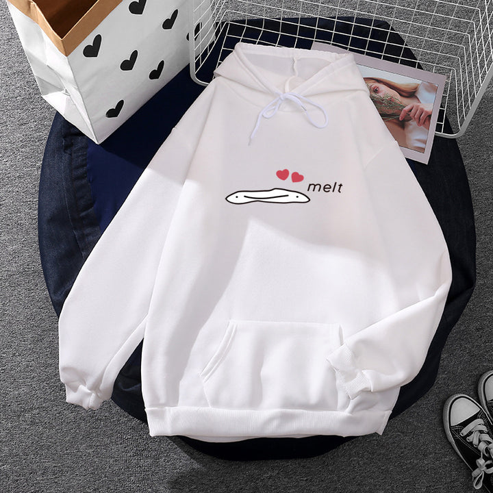 Damen Kapuzenpullover mit minimalistischer Grafik, lockerer Oversize-Passform und Kängurutasche – Auréline