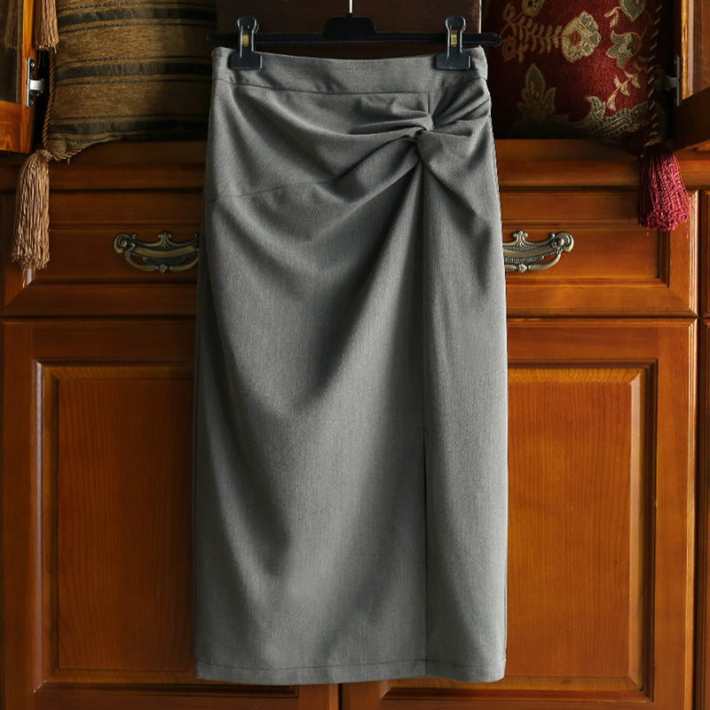 Damen Taillierter Midirock mit seitlichem Knotendetail und Drapierung Echo Archiv