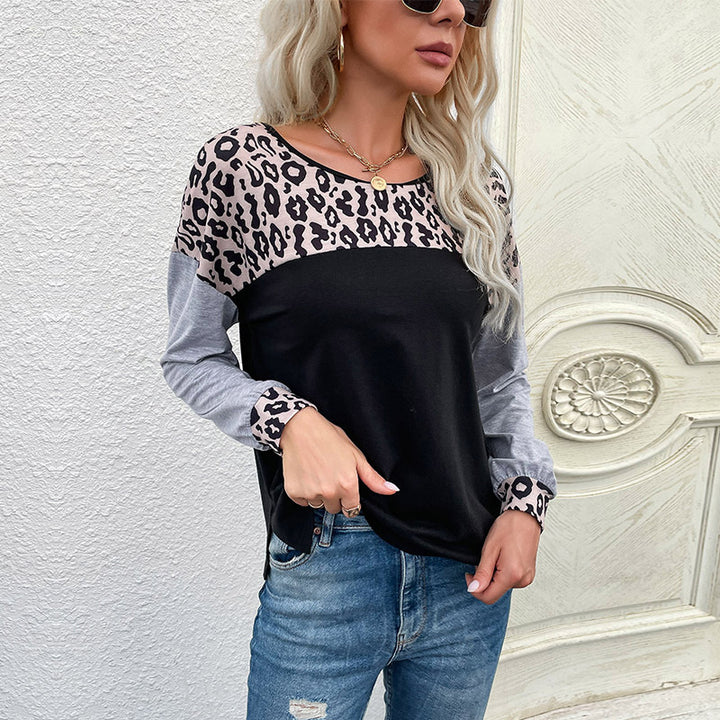 Damen Lässiges Jersey-Longsleeve mit Leo‑Yoke, melierten Ärmeln und lockerer Passform – Avérine