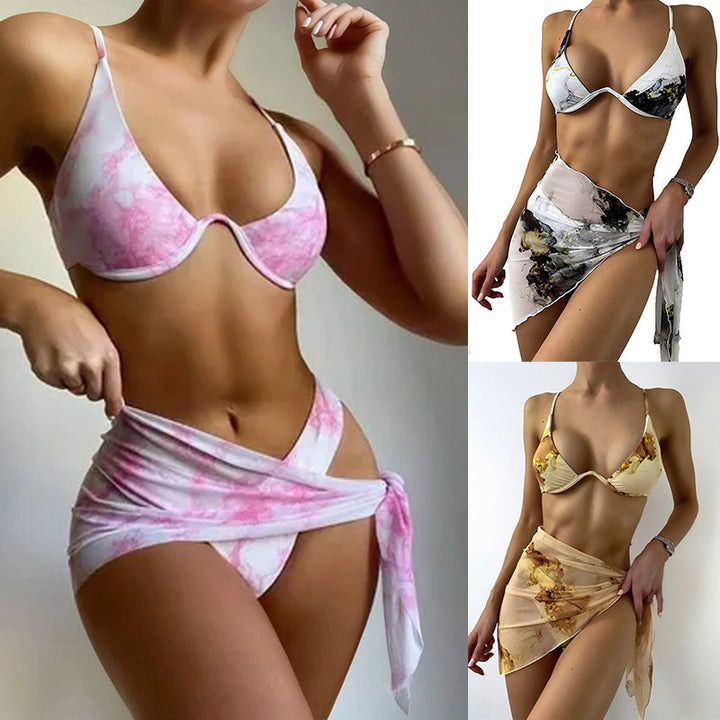 Damen Bikiniset mit marbledem Design und verstellbaren Trägern Echo Archiv
