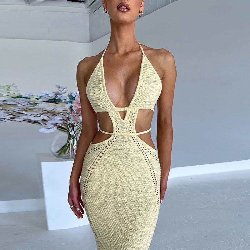 Damen Strick-Tankkleid mit cut-out Details und länglichem Schnitt Echo Archiv