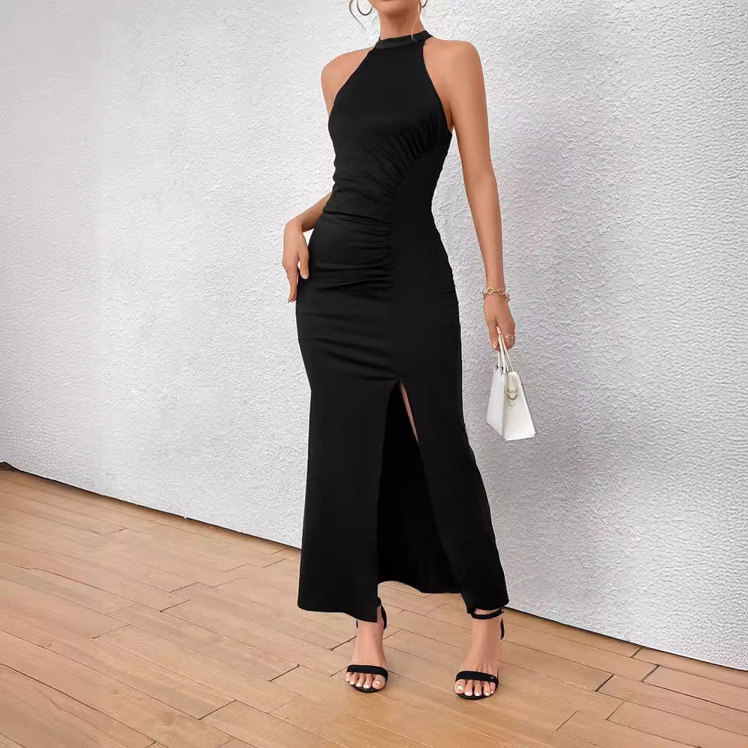 Damen Elegantes Maxikleid mit hohem Schlitz und Raffdetails Echo Archiv