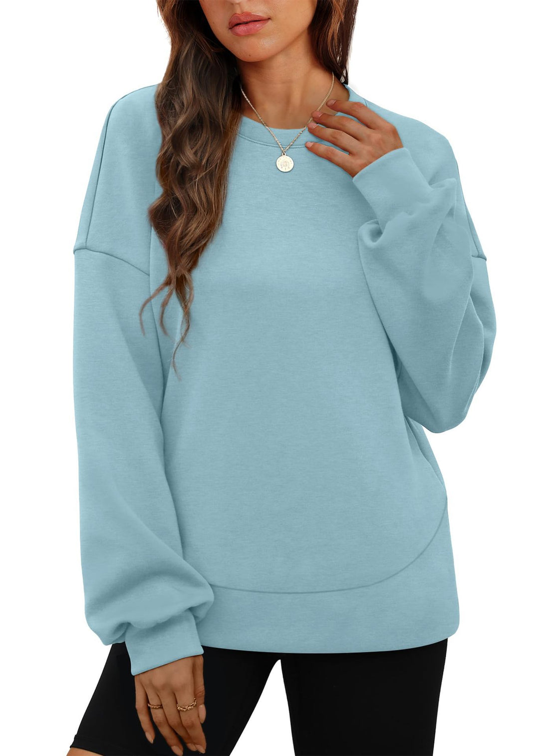 Damen nan lässiges Oversize Rundhals-Sweatshirt mit überschnittener Schulter gerundetem Saum und weichem Innenfutter Echo Archiv