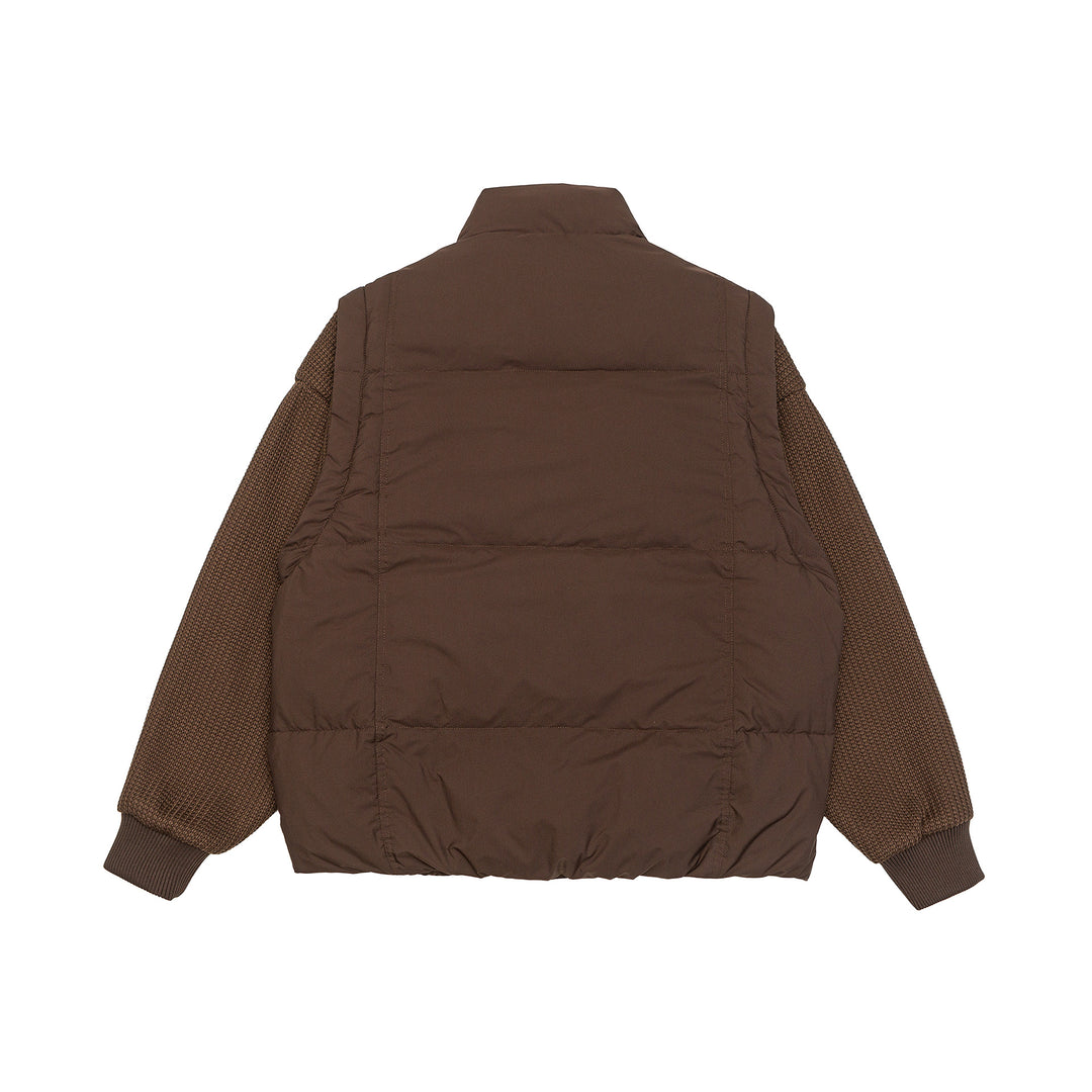Herren Gefütterte Hybrid‑Steppjacke mit Strickärmeln und hohem Stehkragen Echoarchiv